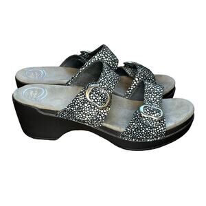 Dansko Black Stain Glass Sophie Sandal - size 40 (US 9.5-10)